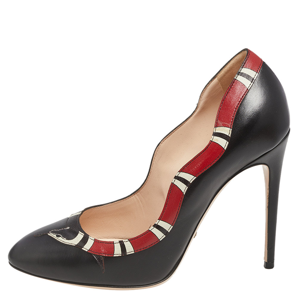 

Gucci Black/Red Leather Yoko Snake Pumps Size