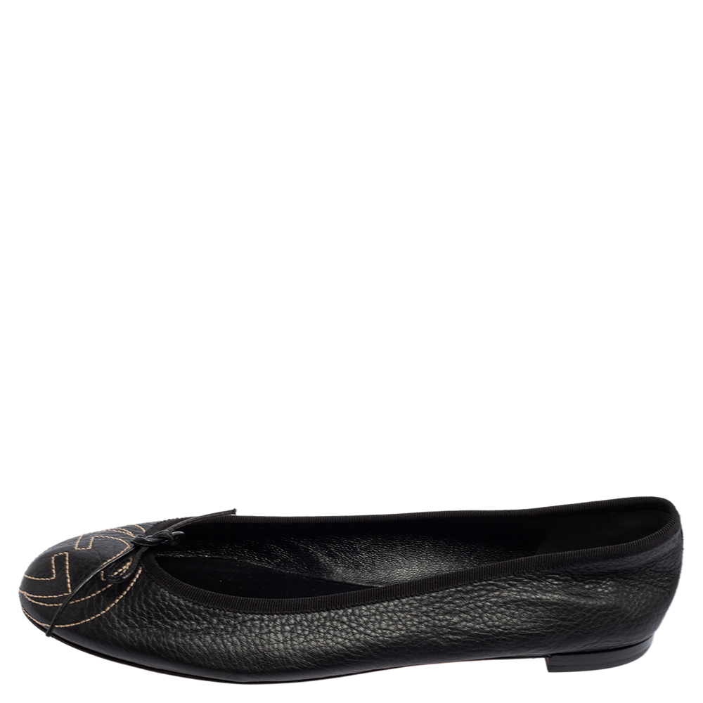 

Gucci Black Leather Bow Ballet Flats Size