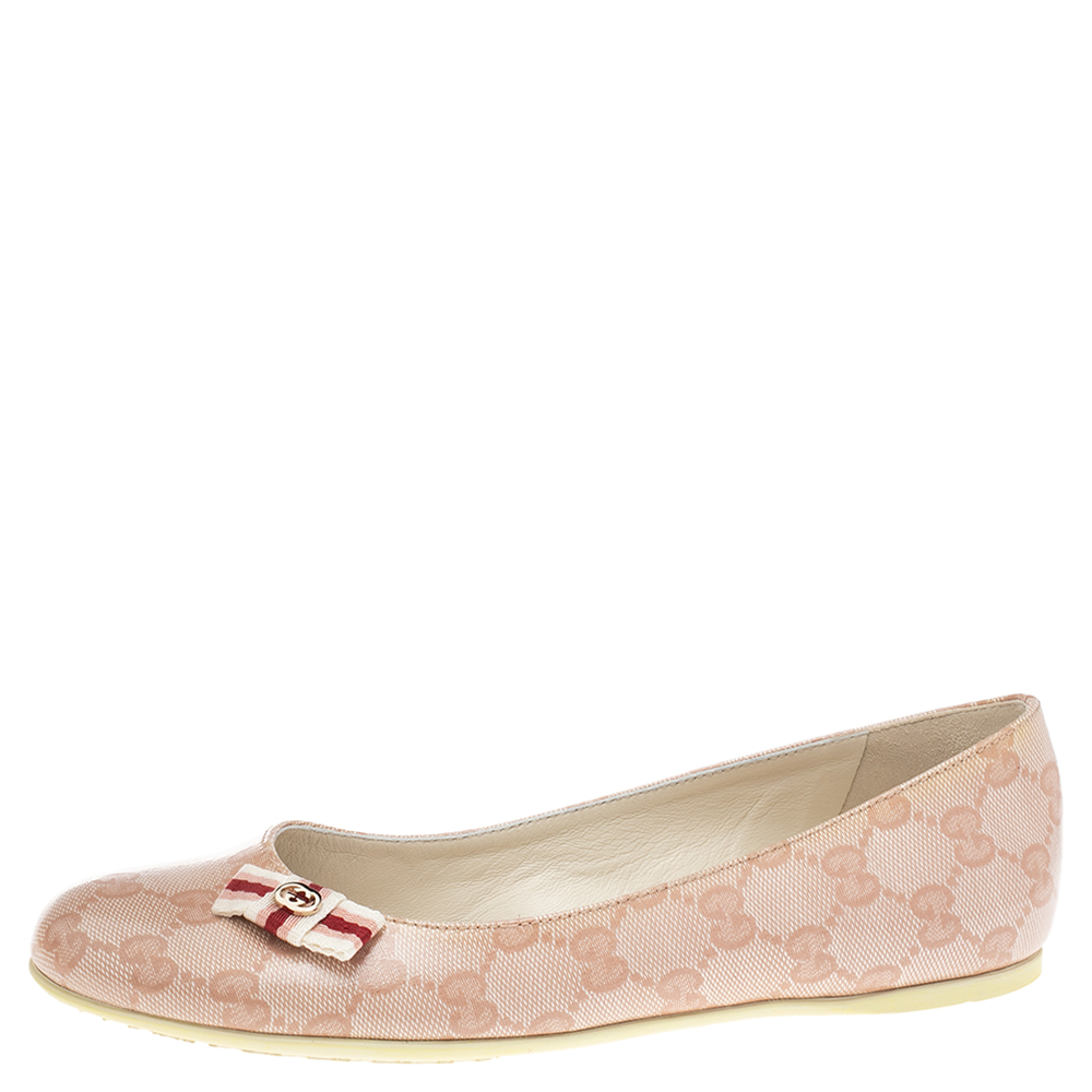 

Gucci Beige GG Coated Canvas Ballet Flats Size
