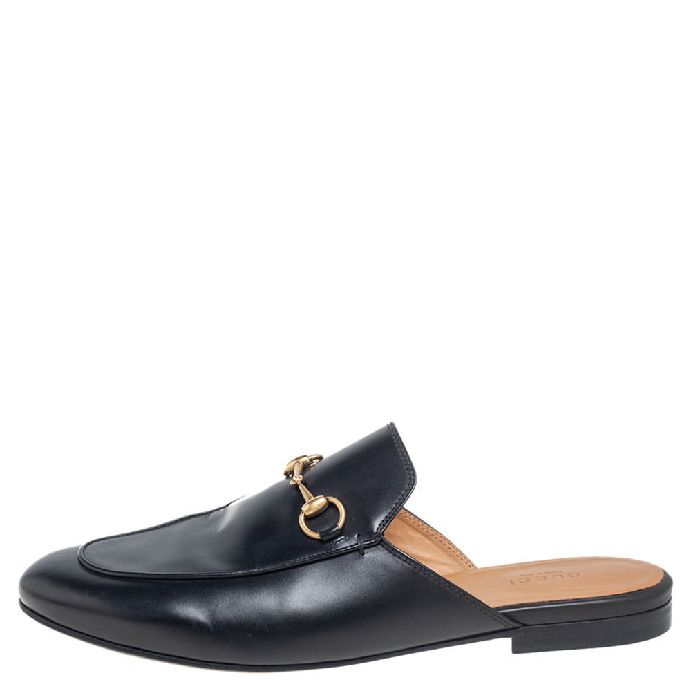 

Gucci Black Leather Princetown Mule Sandals Size
