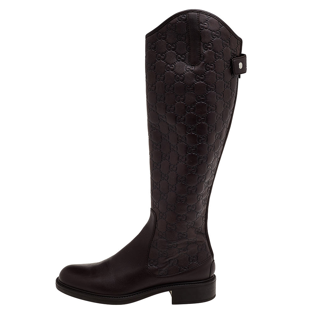 

Gucci Dark Brown Guccissima Leather Knee Length Boots Size