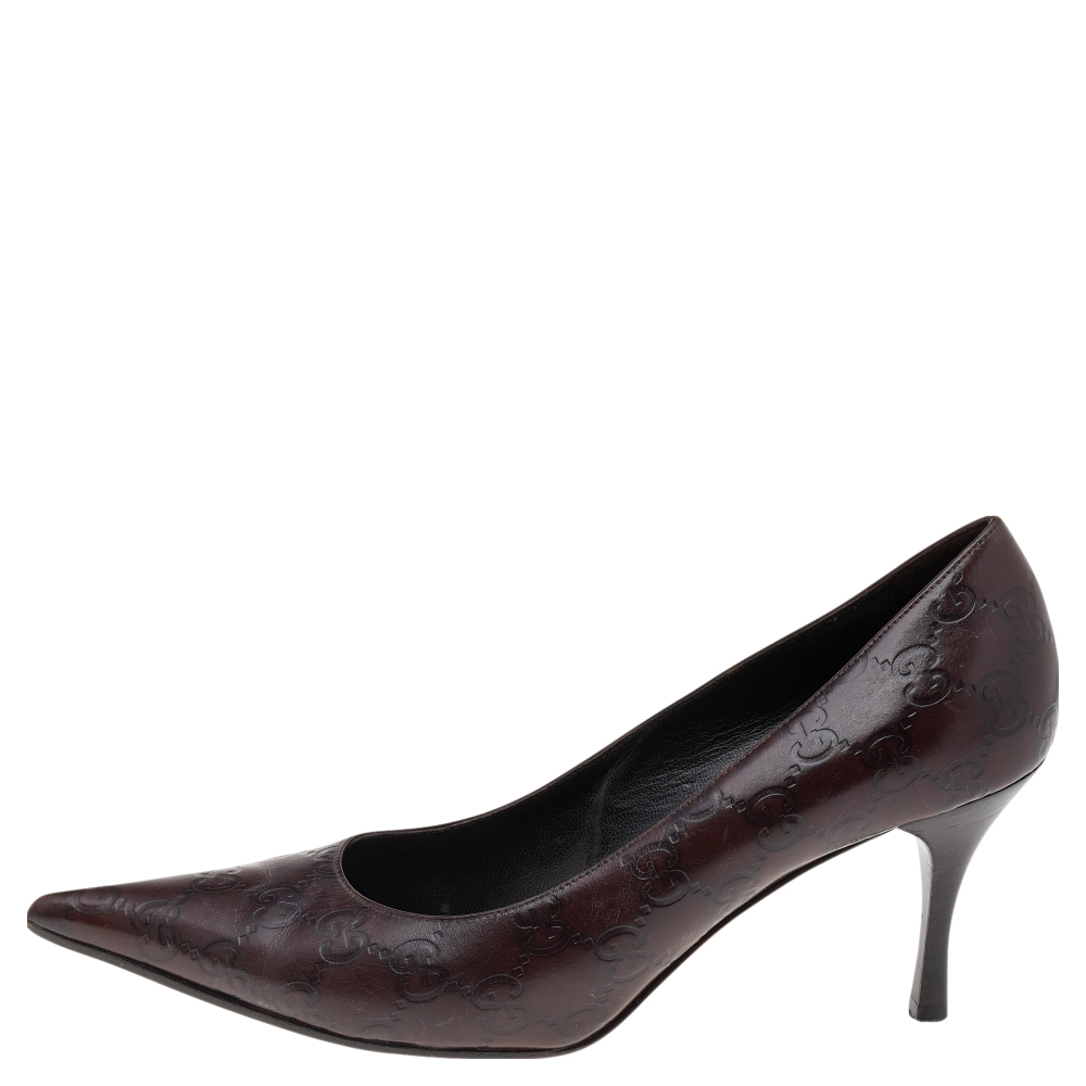 

Gucci Dark Brown Guccissima Leather Pointed Toe Pumps Size