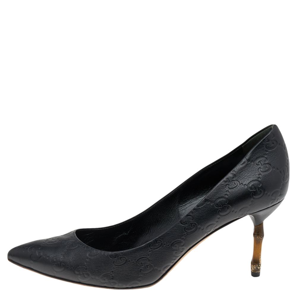 

Gucci Black Guccissima Leather Pointed Toe Pumps Size