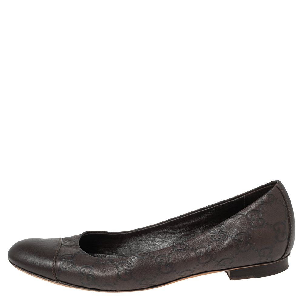 

Gucci Dark Brown Guccissima Leather Ballet Flat Size