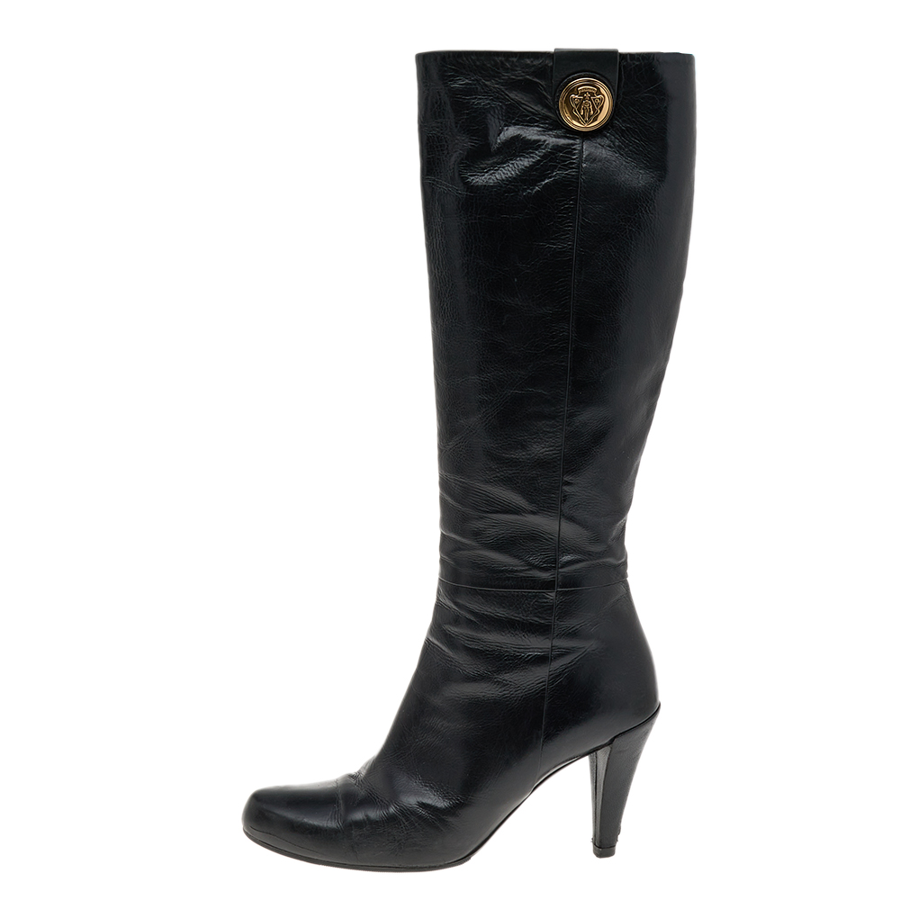 

Gucci Black Leather Hysteria Knee Length Boots Size