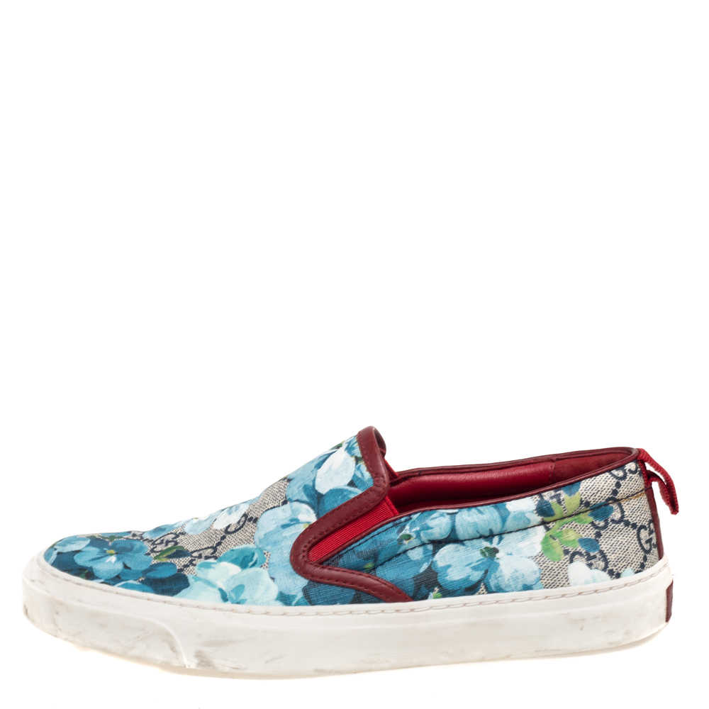 

Gucci Multicolor GG Supreme Blooms Printed Canvas Slip On Sneakers Size