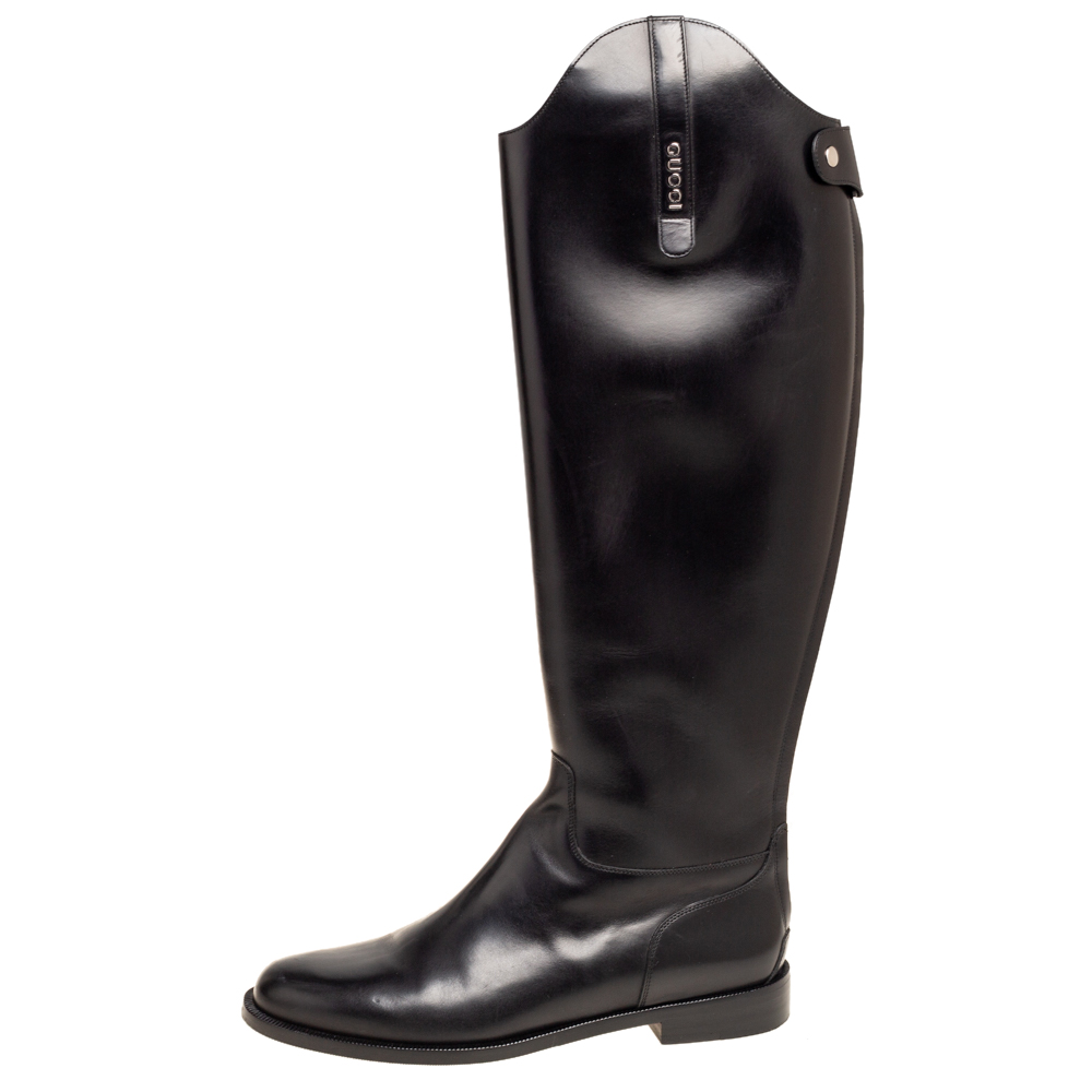 

Gucci Black Leather Knee High Boots Size