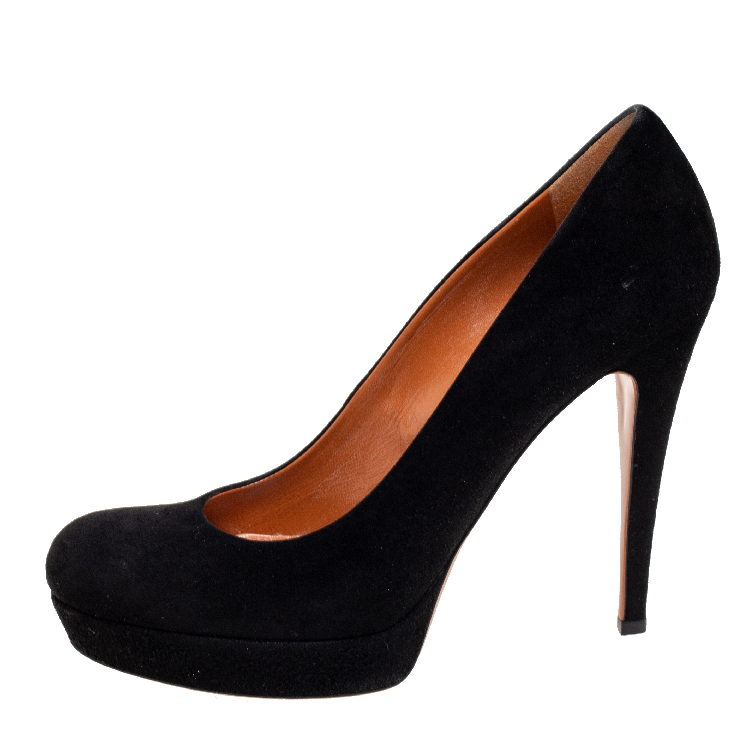 

Gucci Black Suede Round-Toe Platform Pumps Size