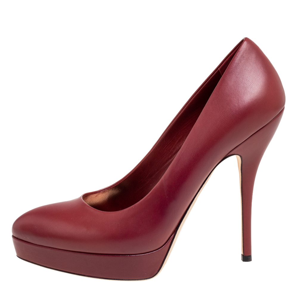 

Gucci Dark Red Leather Platform Pumps Size