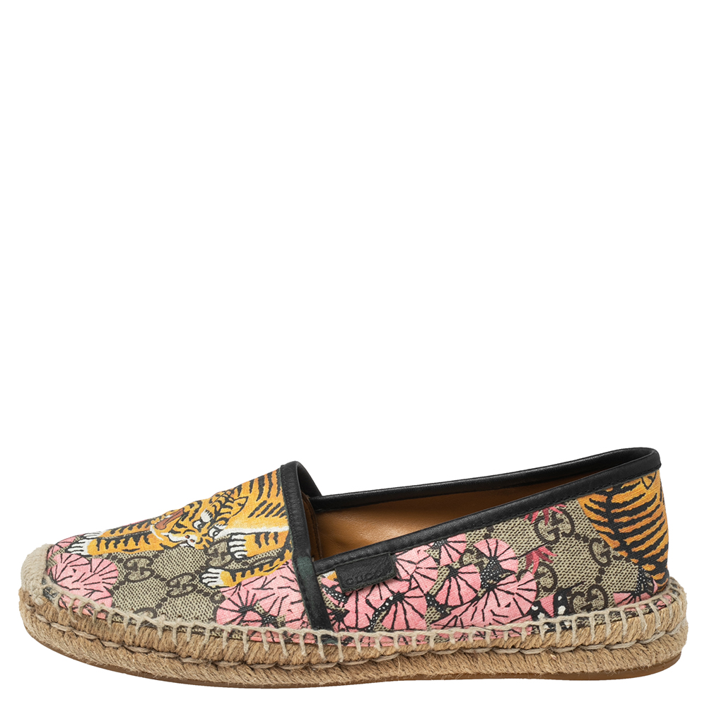 

Gucci Multicolor Bengal Tiger Printed Supreme Canvas Pilar Flat Espadrilles Size