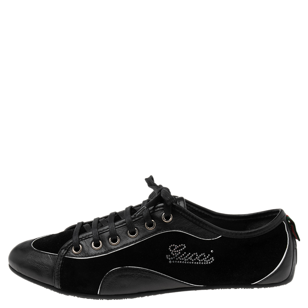 

Gucci Black Suede and Leather Low-Top Sneakers Size