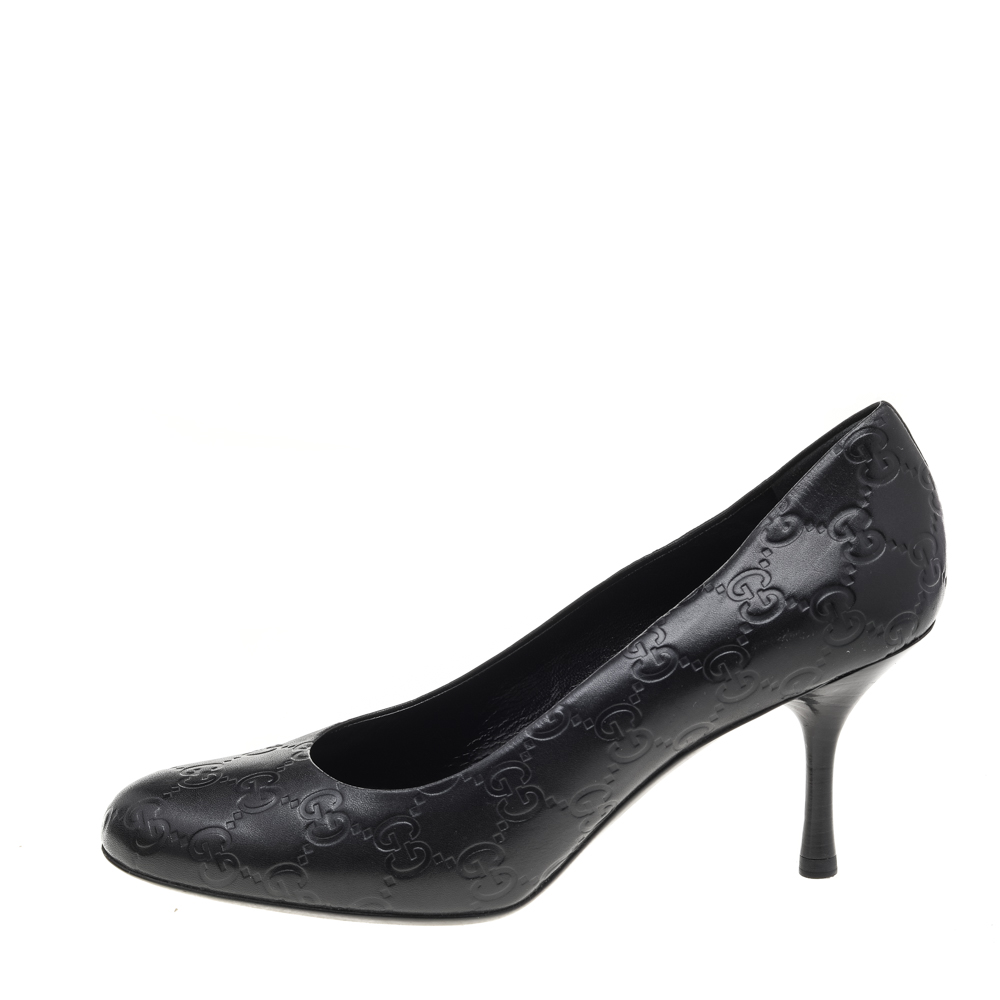 

Gucci Black Guccissima Leather Round Toe Pumps Size