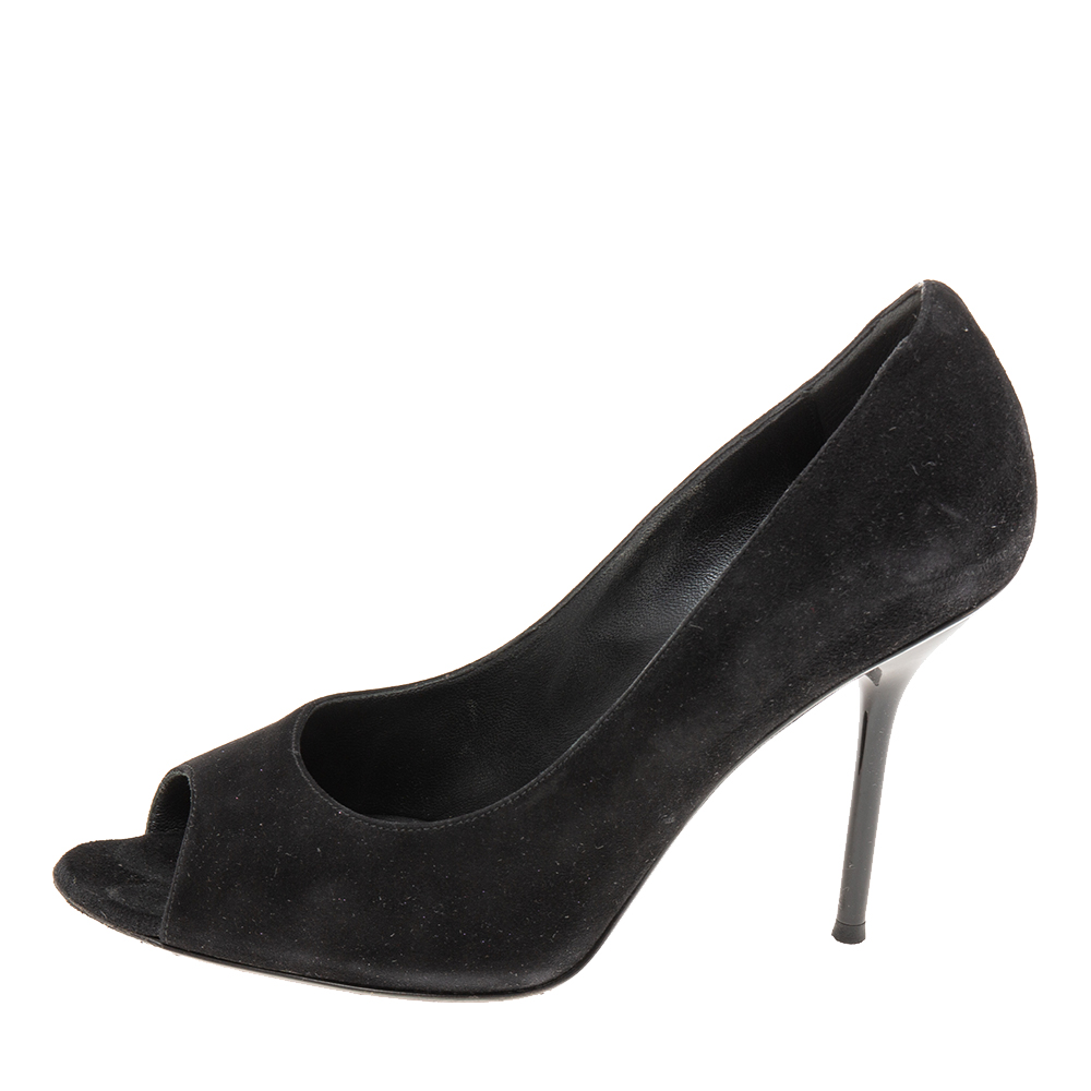 

Gucci Black Suede Open Toe Pumps Size