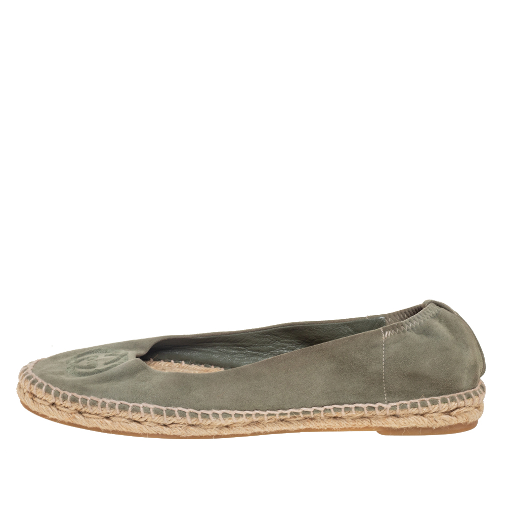 

Gucci Green Suede GG Espadrille Flats Size