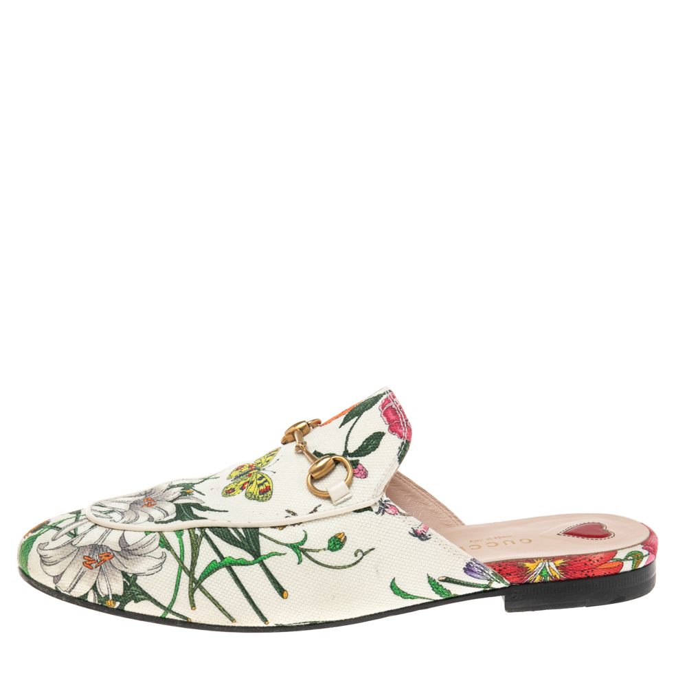 

Gucci Multicolor Canvas Princetown Horsebit Mules Sandals Size