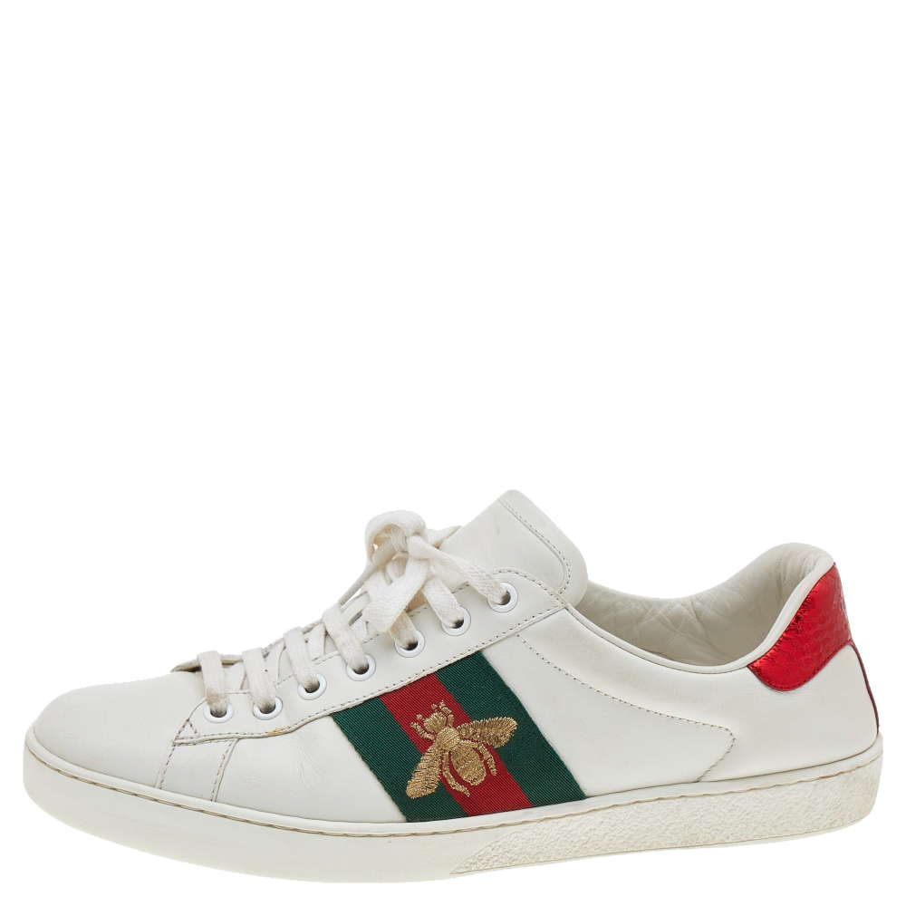 

Gucci White Leather Ace Low Top Sneakers Size