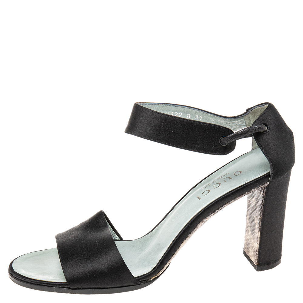 

Gucci Black Satin Ankle Strap Sandals Size