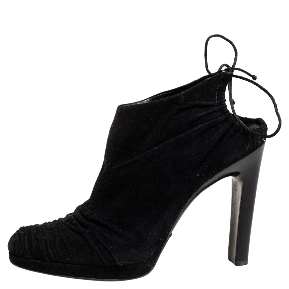 

Gucci Black Suede Ankle Wrap Booties Size