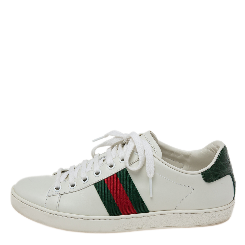 

Gucci White Leather Web Ace Sneakers Size