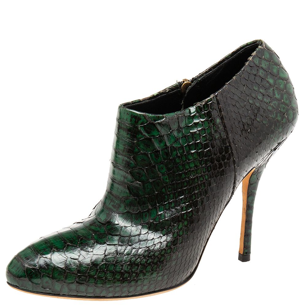 

Gucci Green/Black Python Leather Ankle Booties Size
