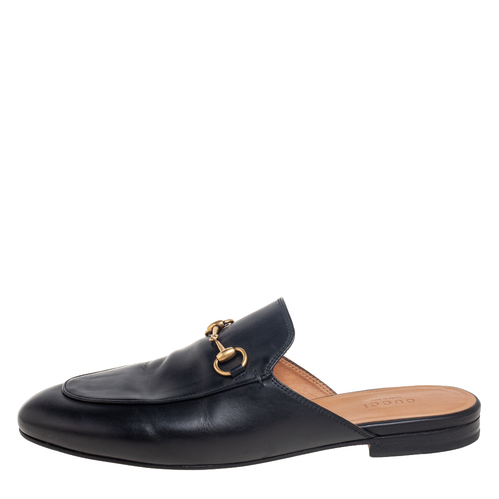 

Gucci Black Leather Princetown Flat Mules Size