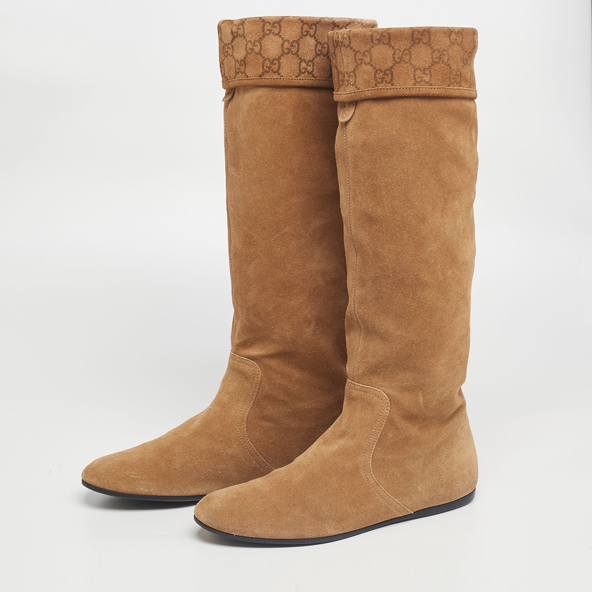 

Gucci Brown Suede GG knee Length Boots Size