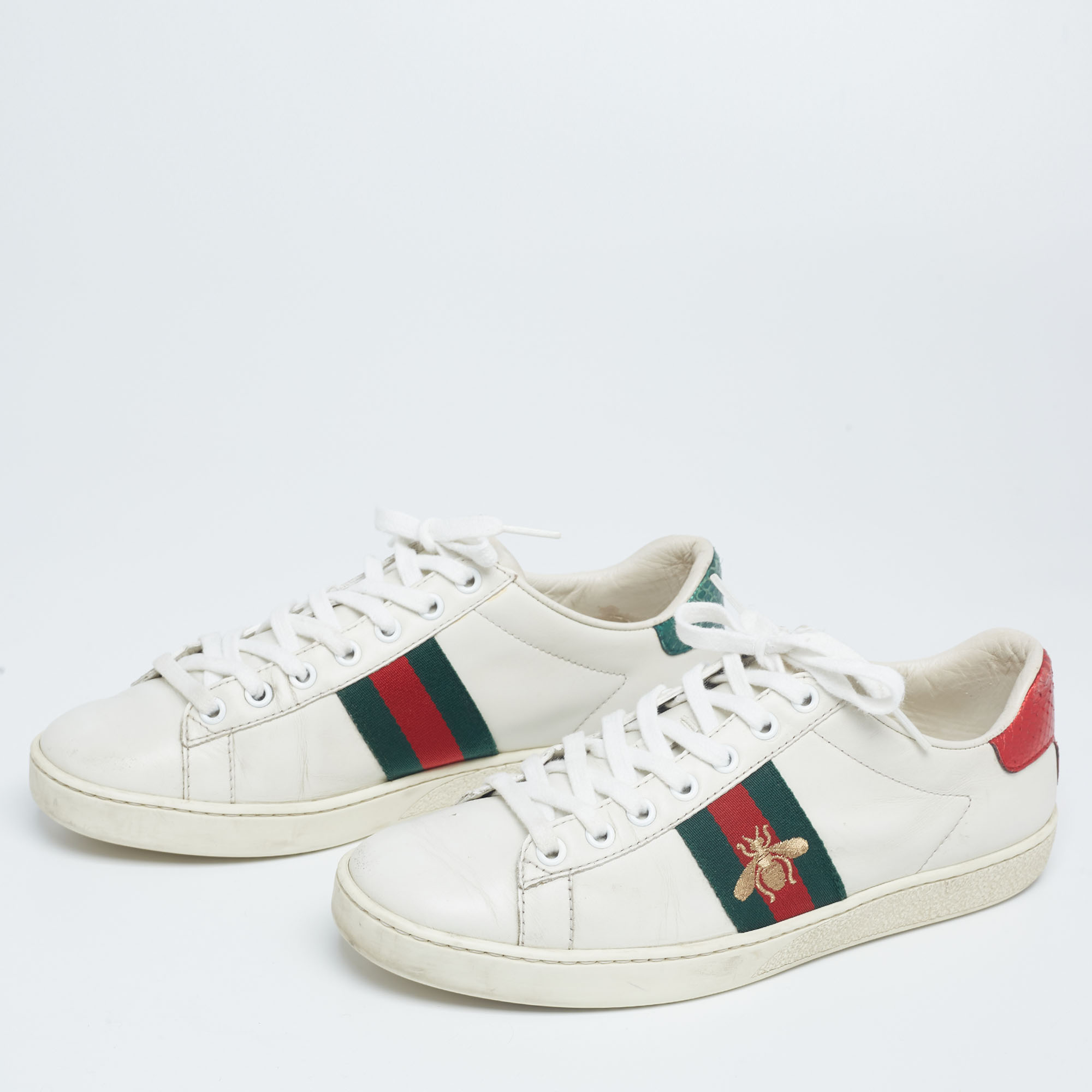 

Gucci White Python Embossed And Leather Ace Sneakers Size 39