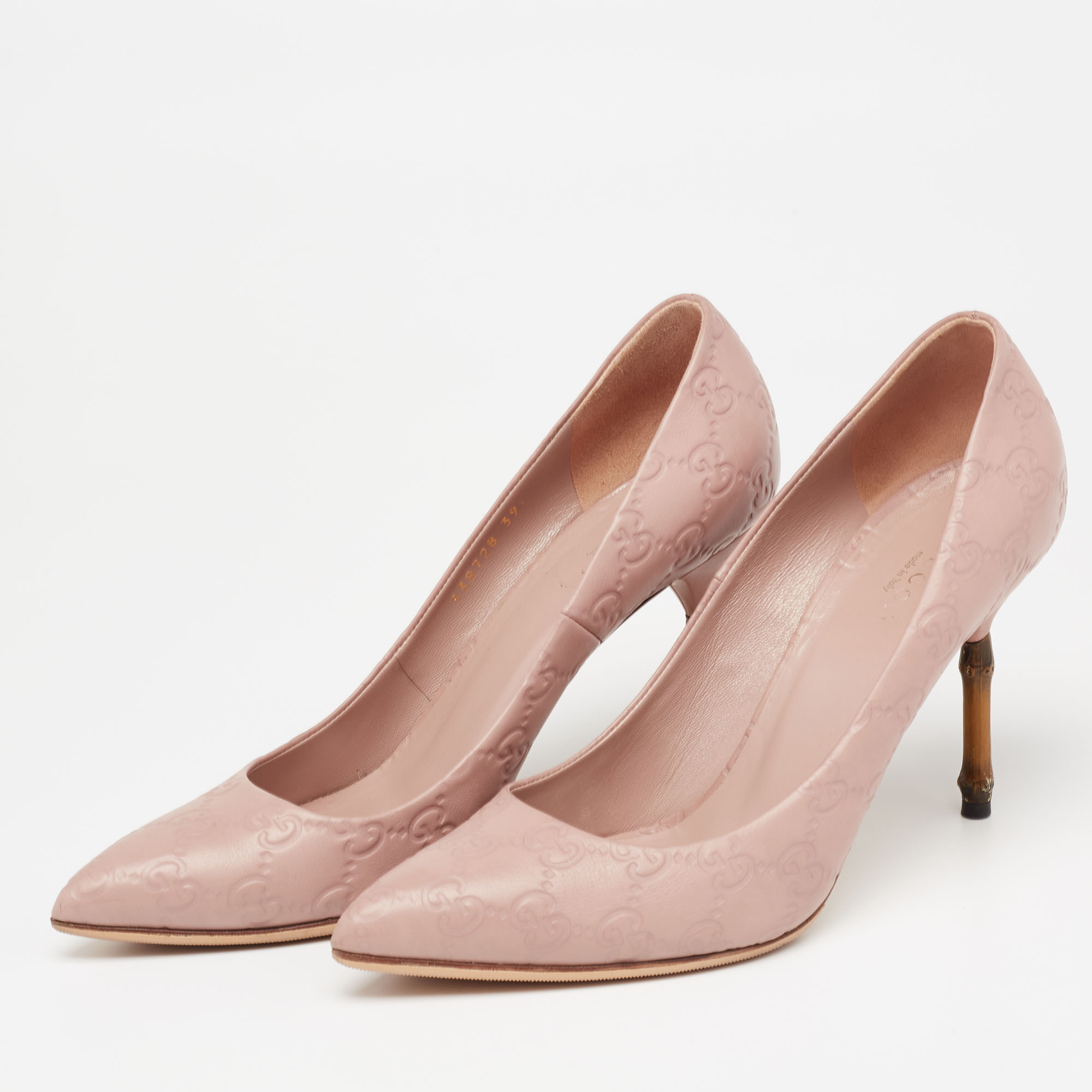 

Gucci Dusty Pink Guccissima Leather Horsebit Kristen Bamboo Heel Pumps Size