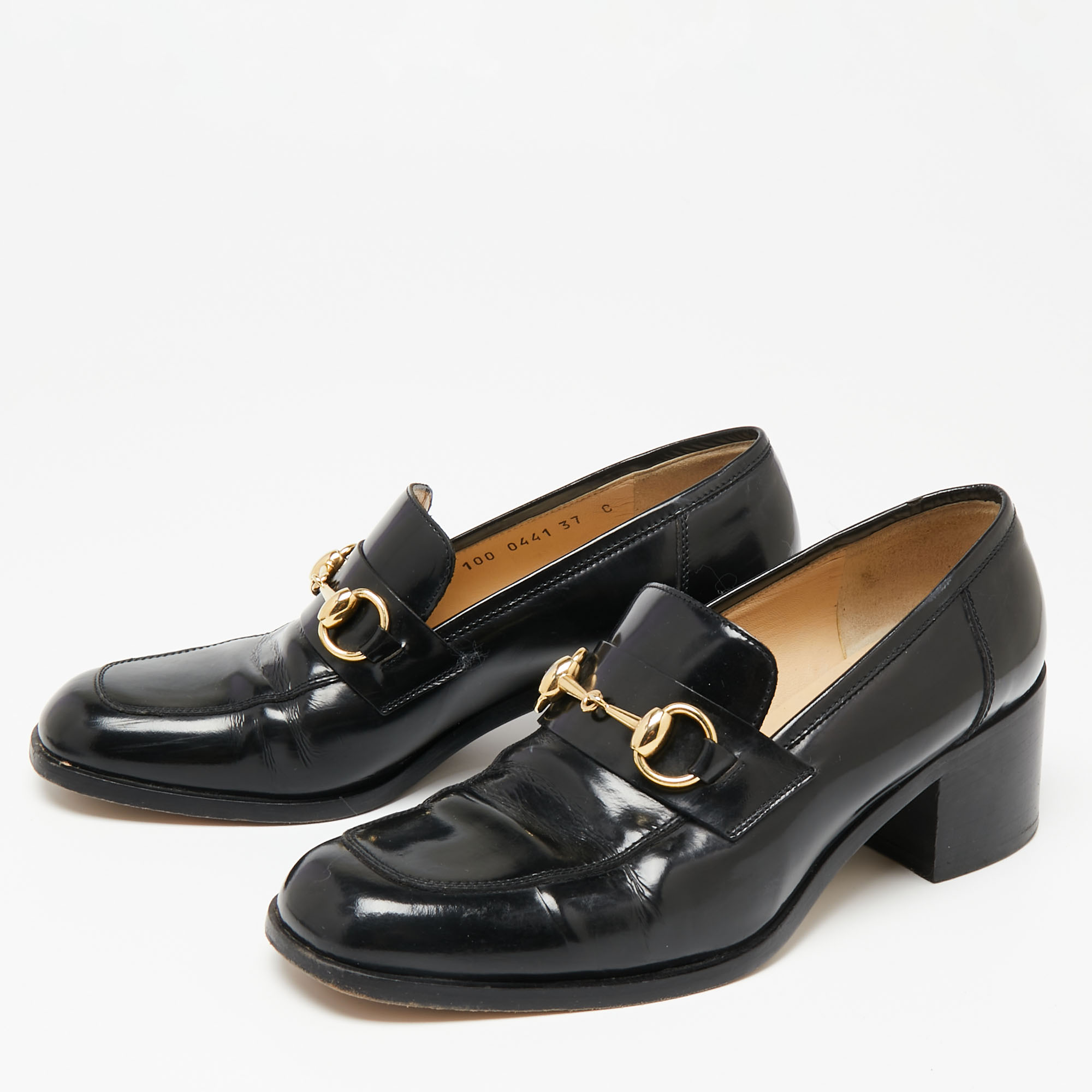 

Gucci Black Leather Horsebit Loafer Pumps Size