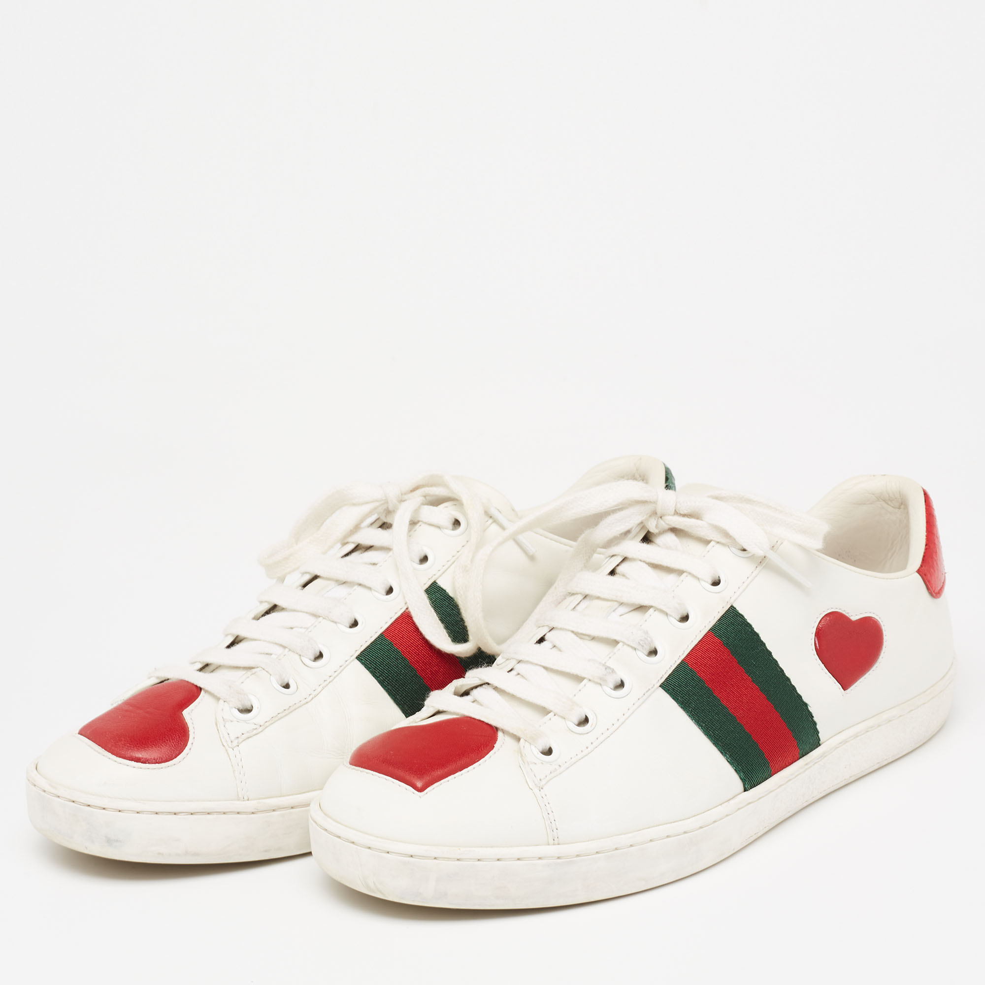 

Gucci White Leather Heart Ace Sneakers Size