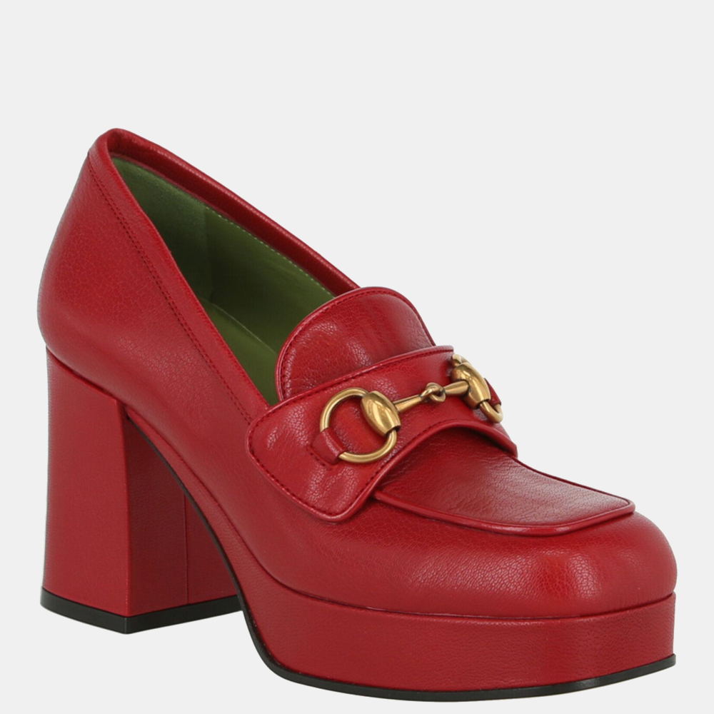 

Gucci Red Leather Houdan Platform Pumps IT