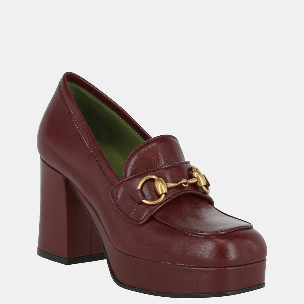 

Gucci Burgundy Leather Houdan Platform Pumps Size IT