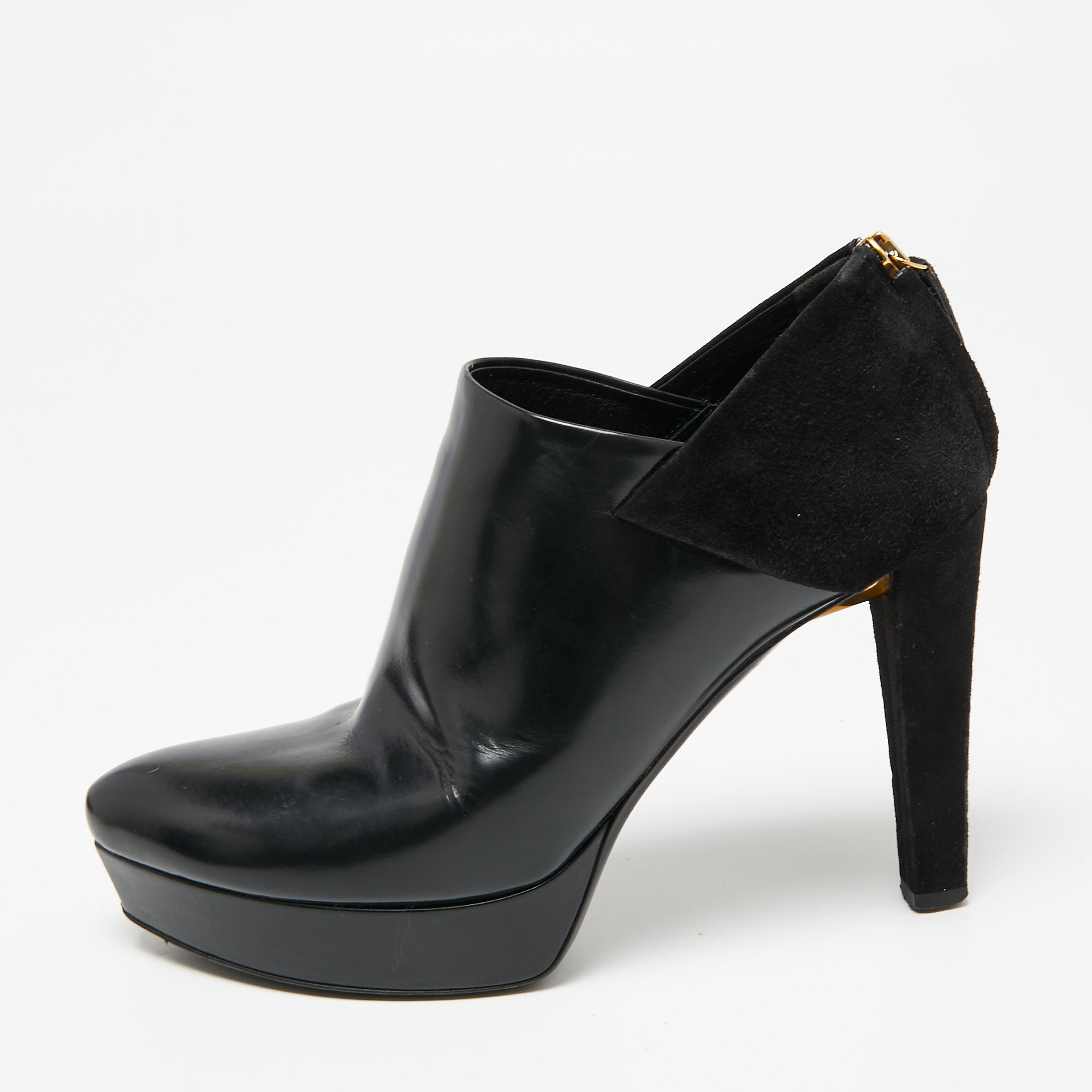 

Gucci Black Suede And Patent Leather Booties Size