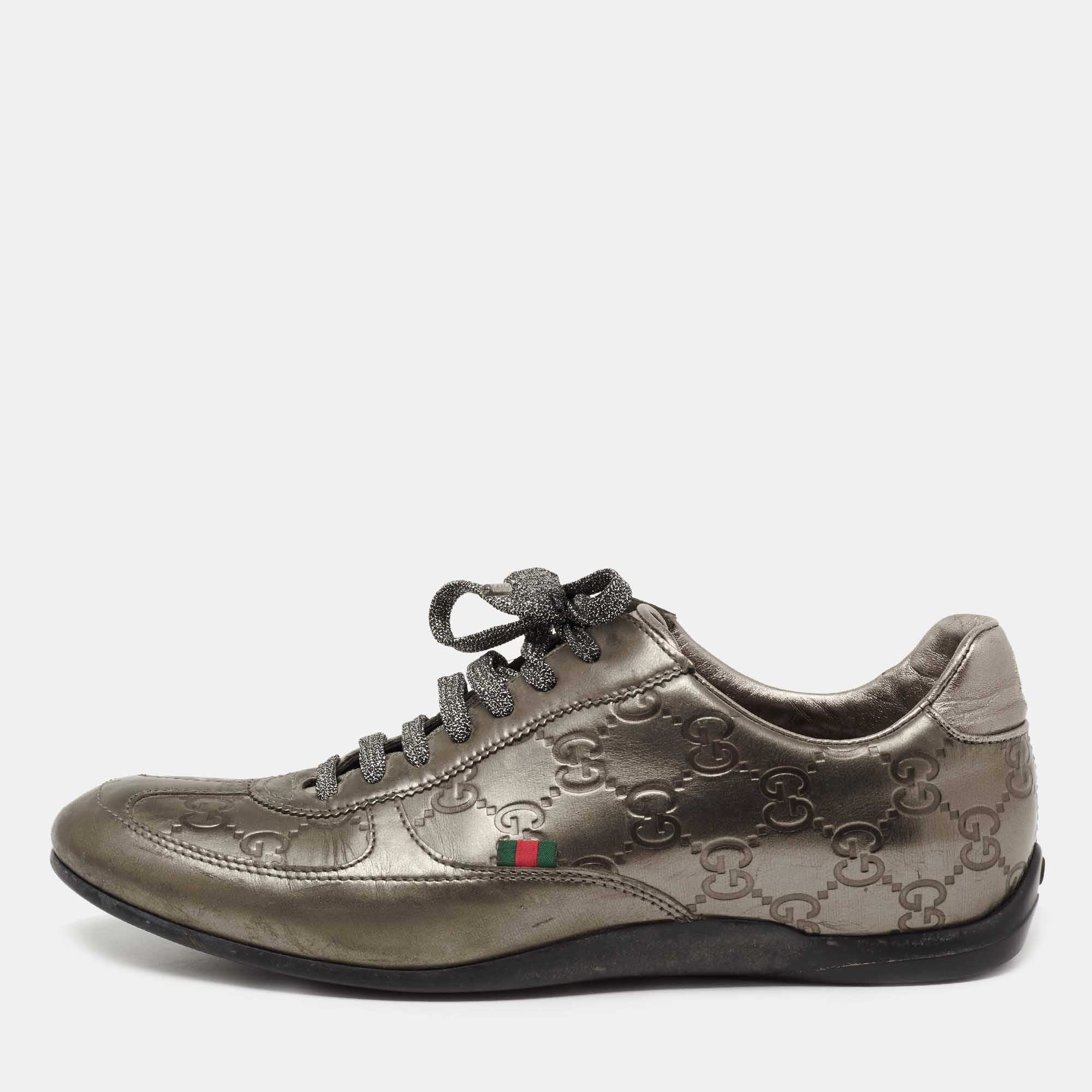 

Gucci Metallic Bronze Guccissima Leather Low Top Sneakers Size