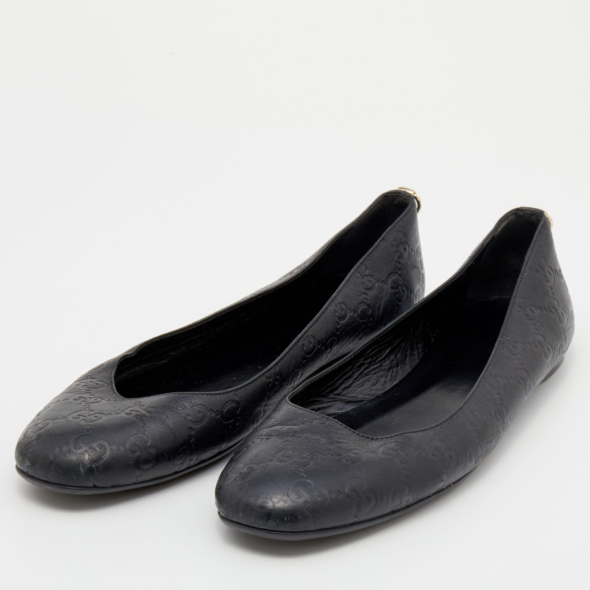 

Gucci Black Guccissima Leather Ballet Flats Size