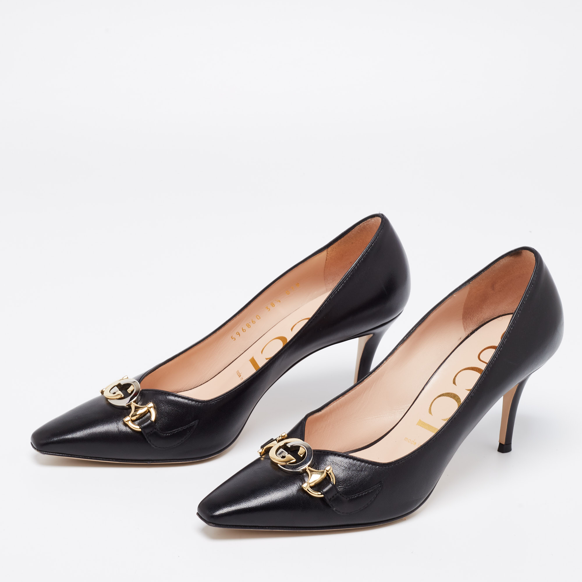 

Gucci Black Leather Zumi Pumps Size