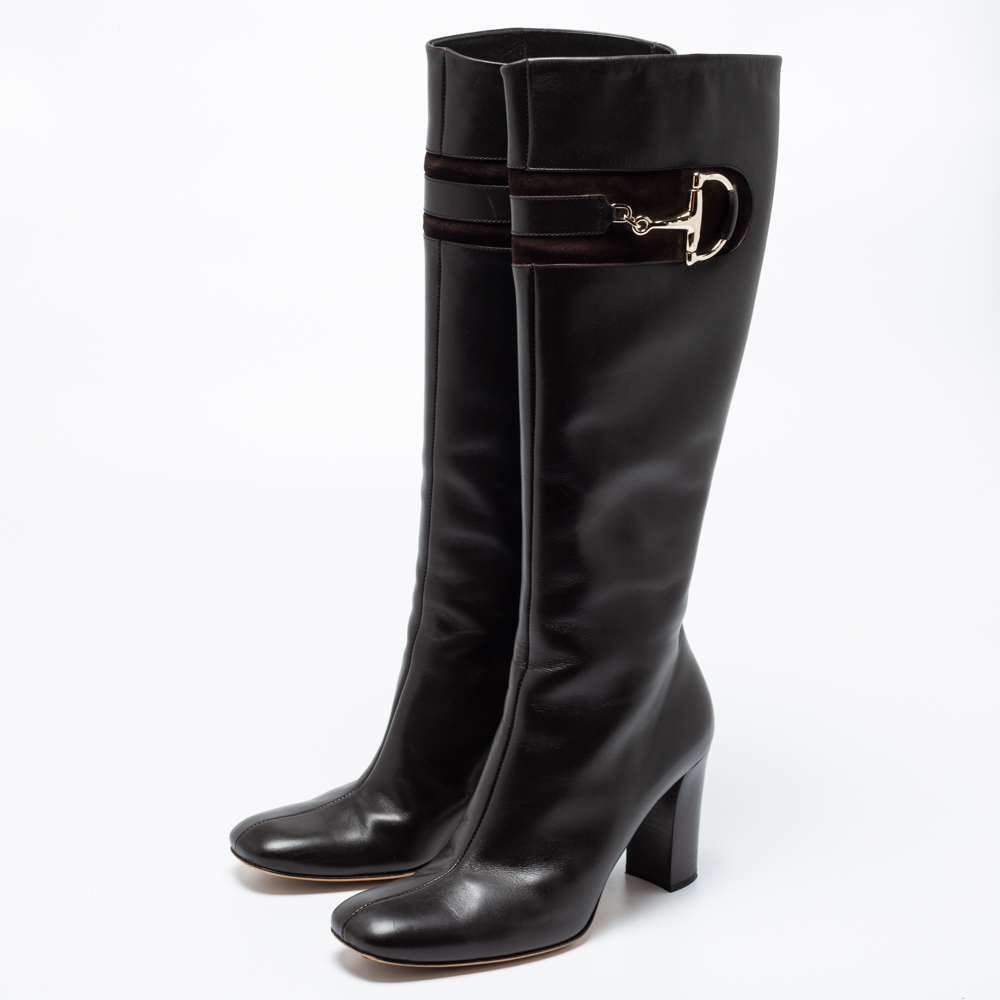 

Gucci Brown Leather Zip Knee Length Boots Size