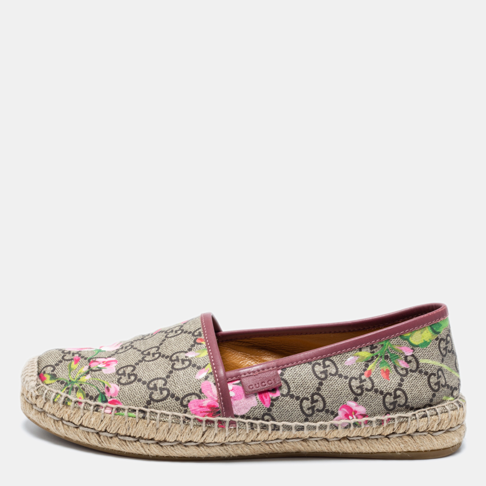 Pre-owned Gucci Beige/pink Gg Supreme Canvas And Leather Blooms ...