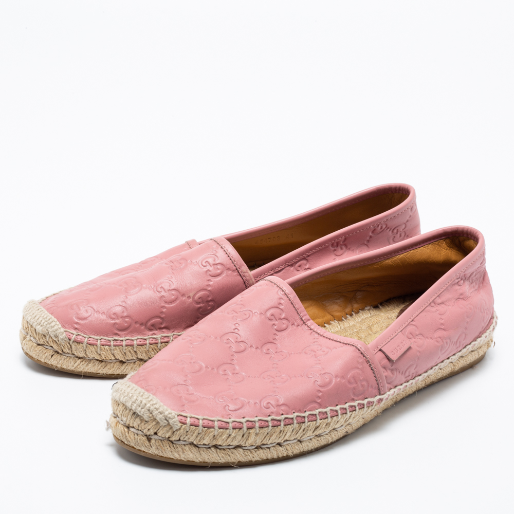 

Gucci Pink Guccissima Leather Espadrille Flats Size