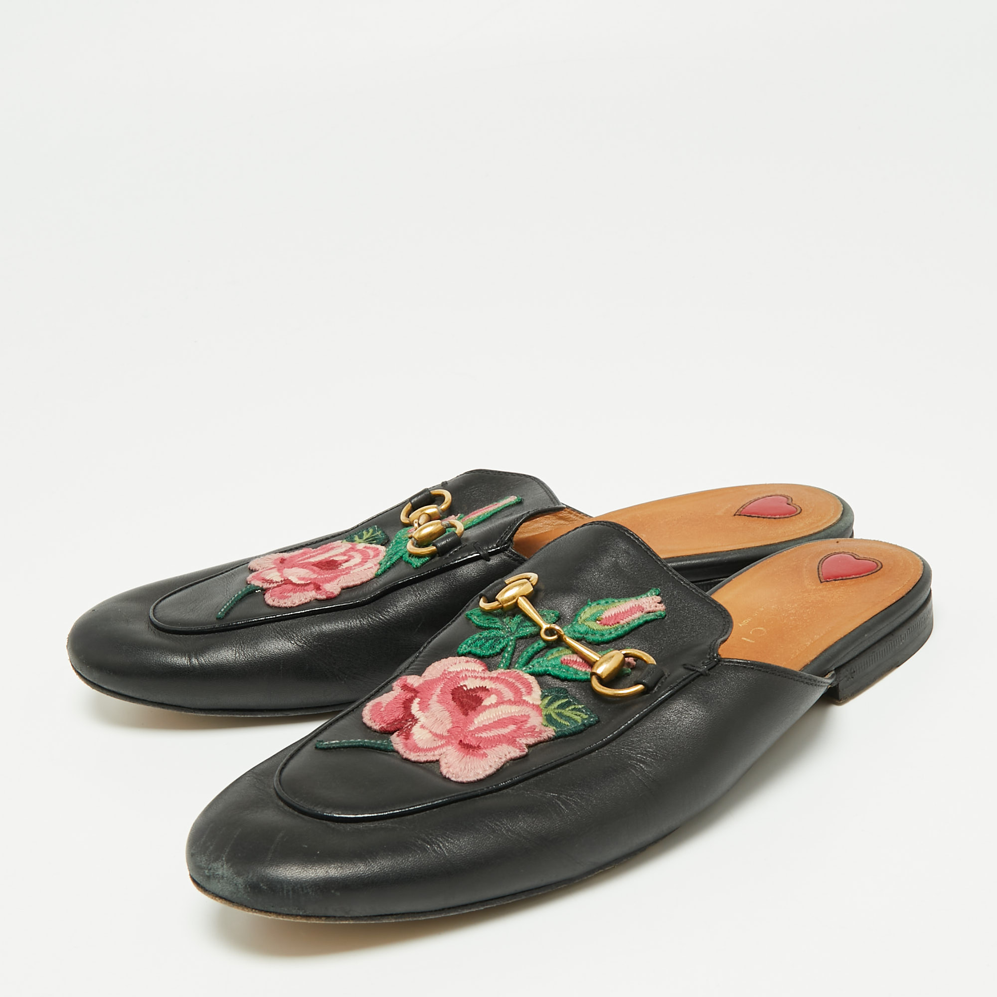 

Gucci Black Leather Princetown Mule Sandals Size