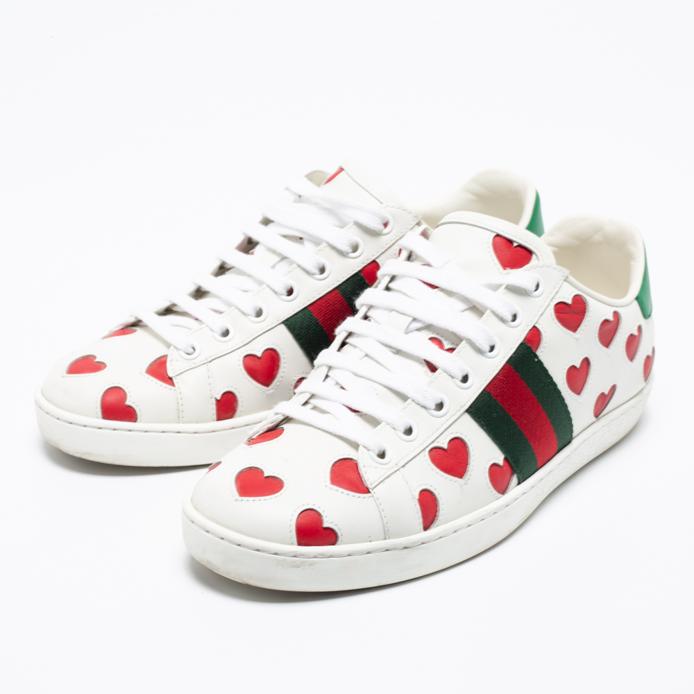 

Gucci Tri Color Leather Ace Hearts Low Top Sneakers Size, Multicolor