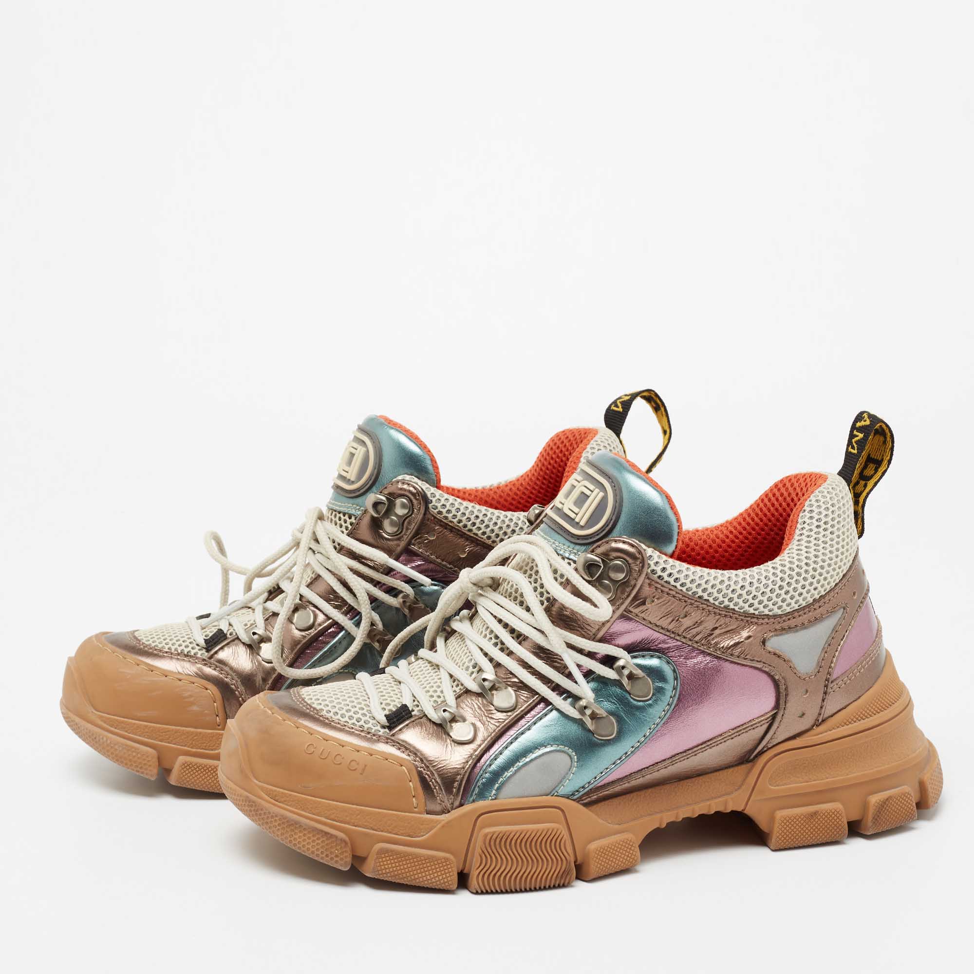 

Gucci Multicolor Leather and Mesh Flashtrek Chunky Sneakers Size