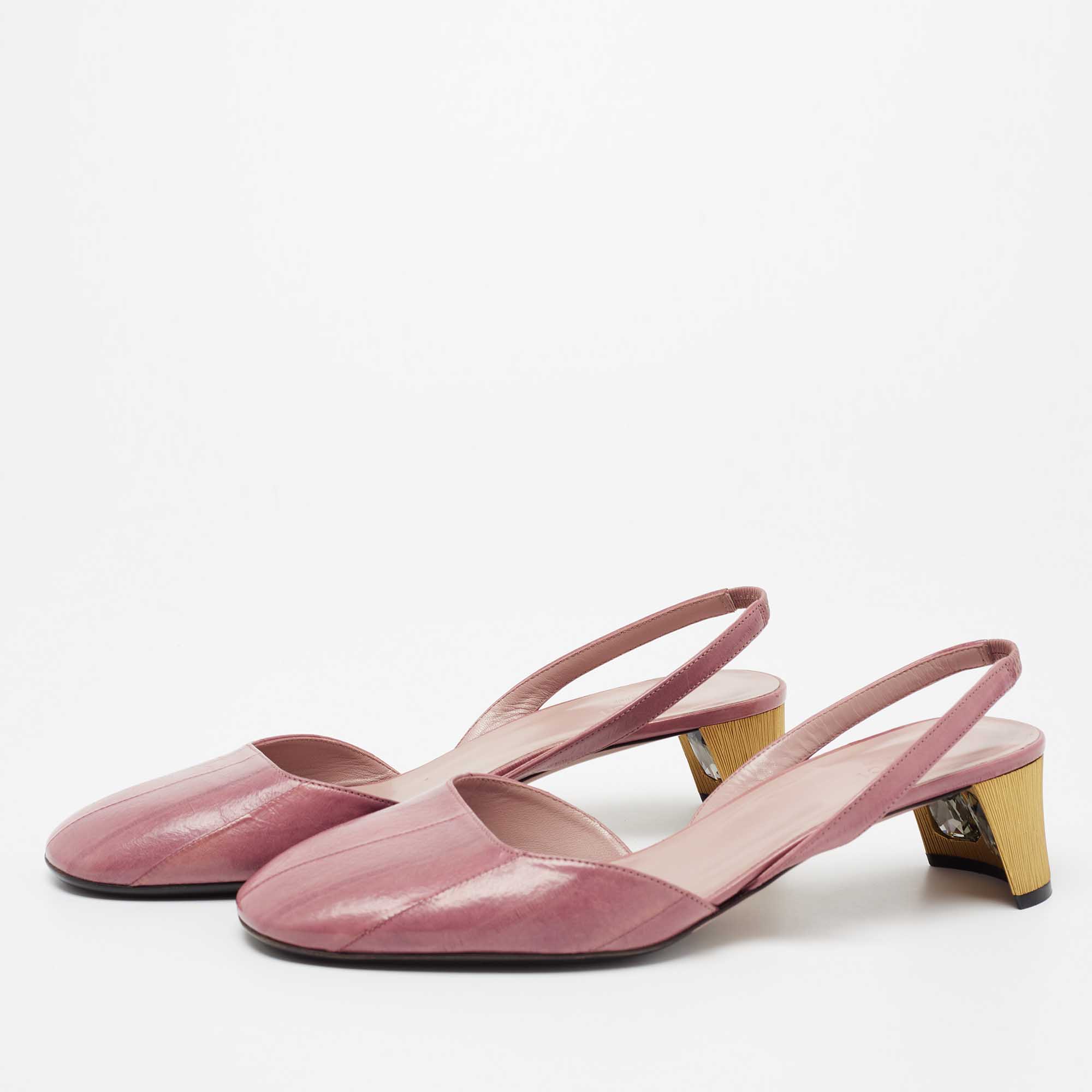 

Gucci Pink Eel Leather Slingback Sandals Size