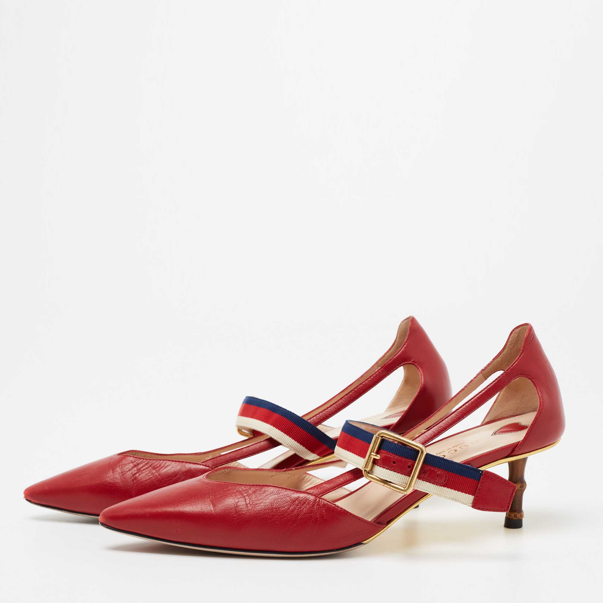 

Gucci Red Leather Unia Mary Jane Pumps Size