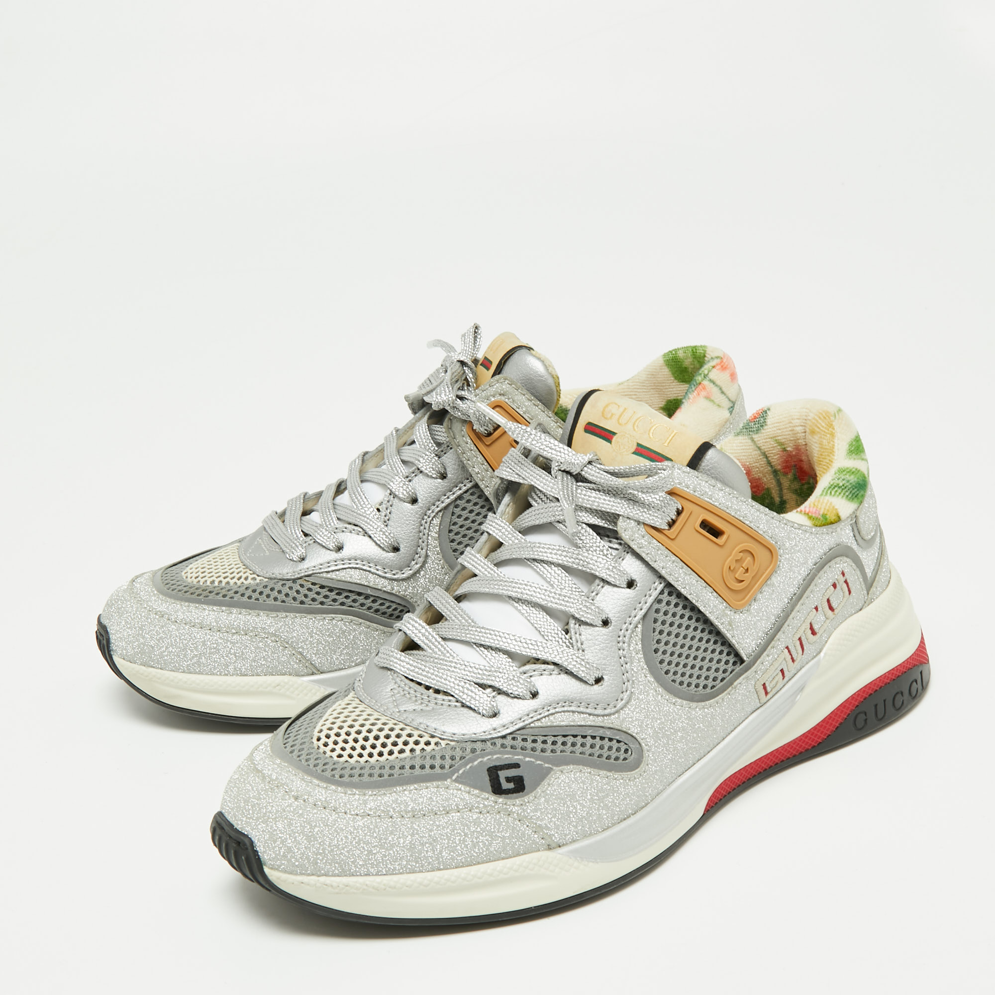 

Gucci Multicolor Shimmery Fabric and Leather Ultrapace Sneakers Size