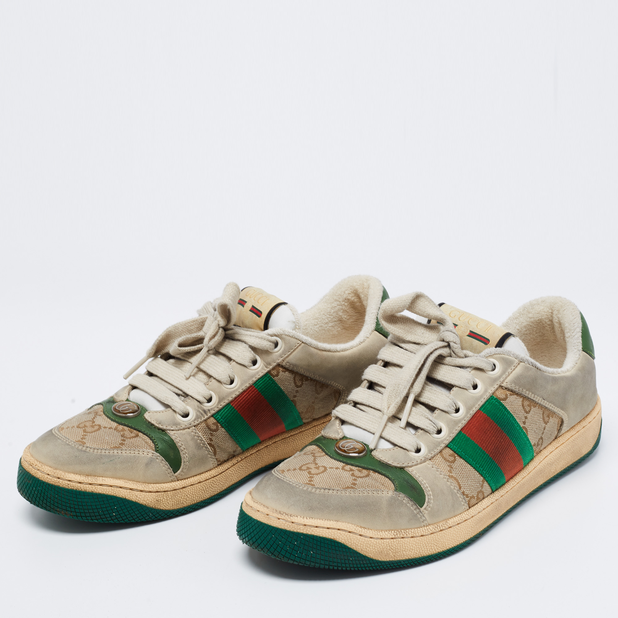 

Gucci Multicolor GG Canvas And Leather Screener Sneakers Size