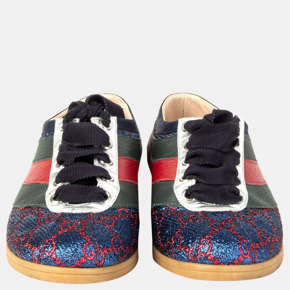 

Gucci Multicolor Falacer Lurex Web Sneakers Size EU