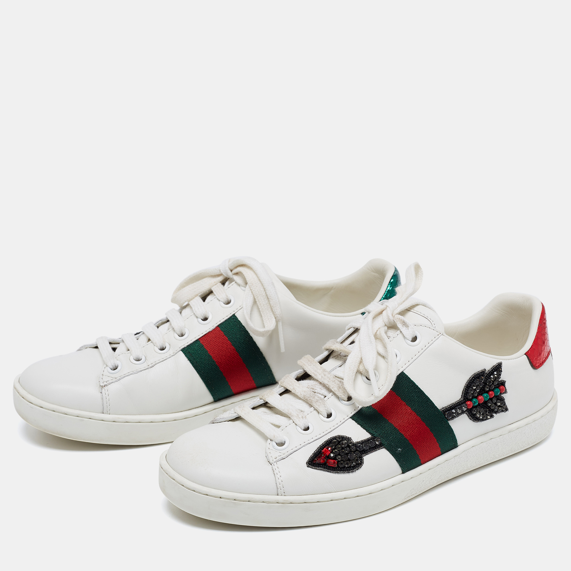 

Gucci White Leather Ace Low Top Sneakers Size