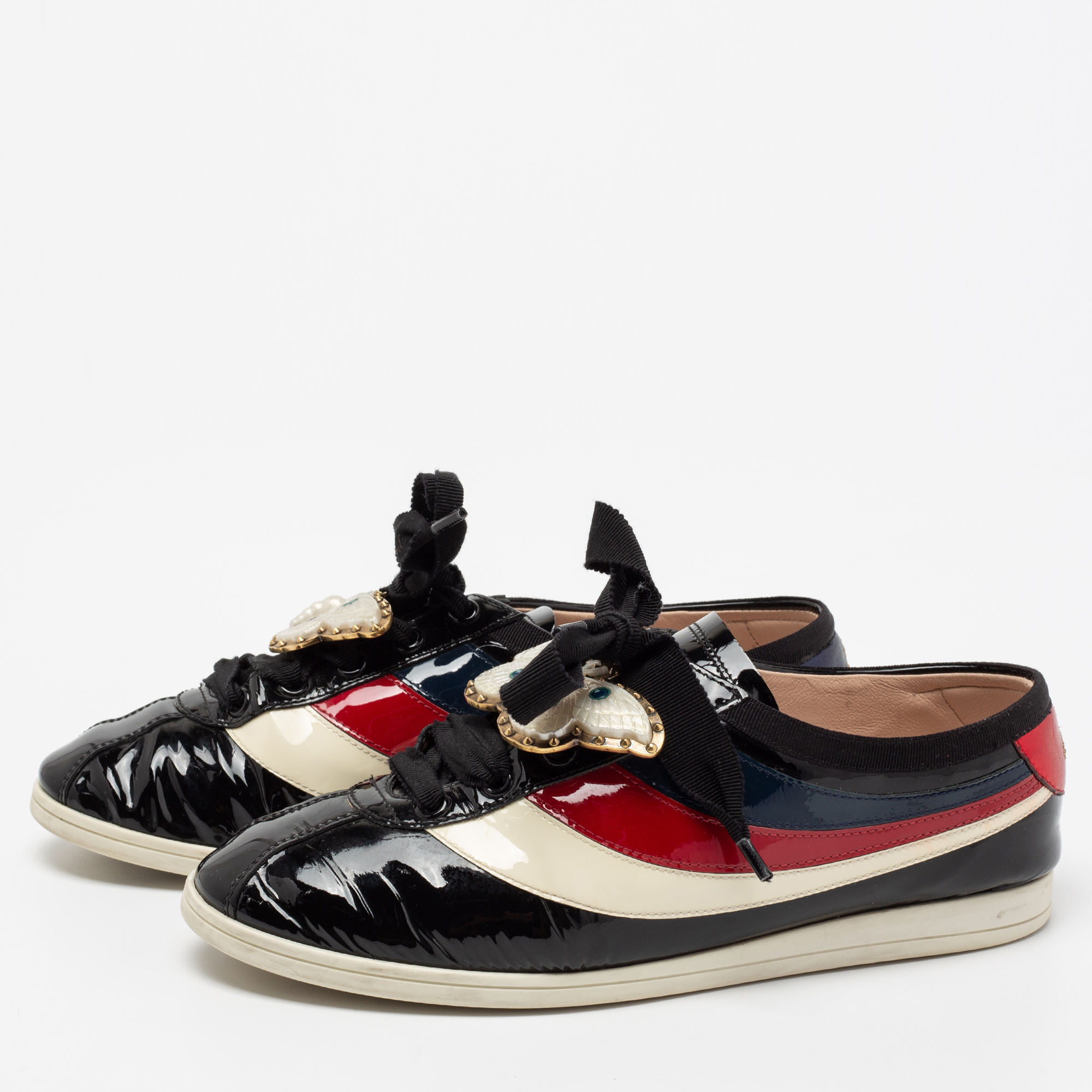 

Gucci Multicolor Patent Leather New Ace Falacer Butterfly Low-Top Sneakers Size, Black