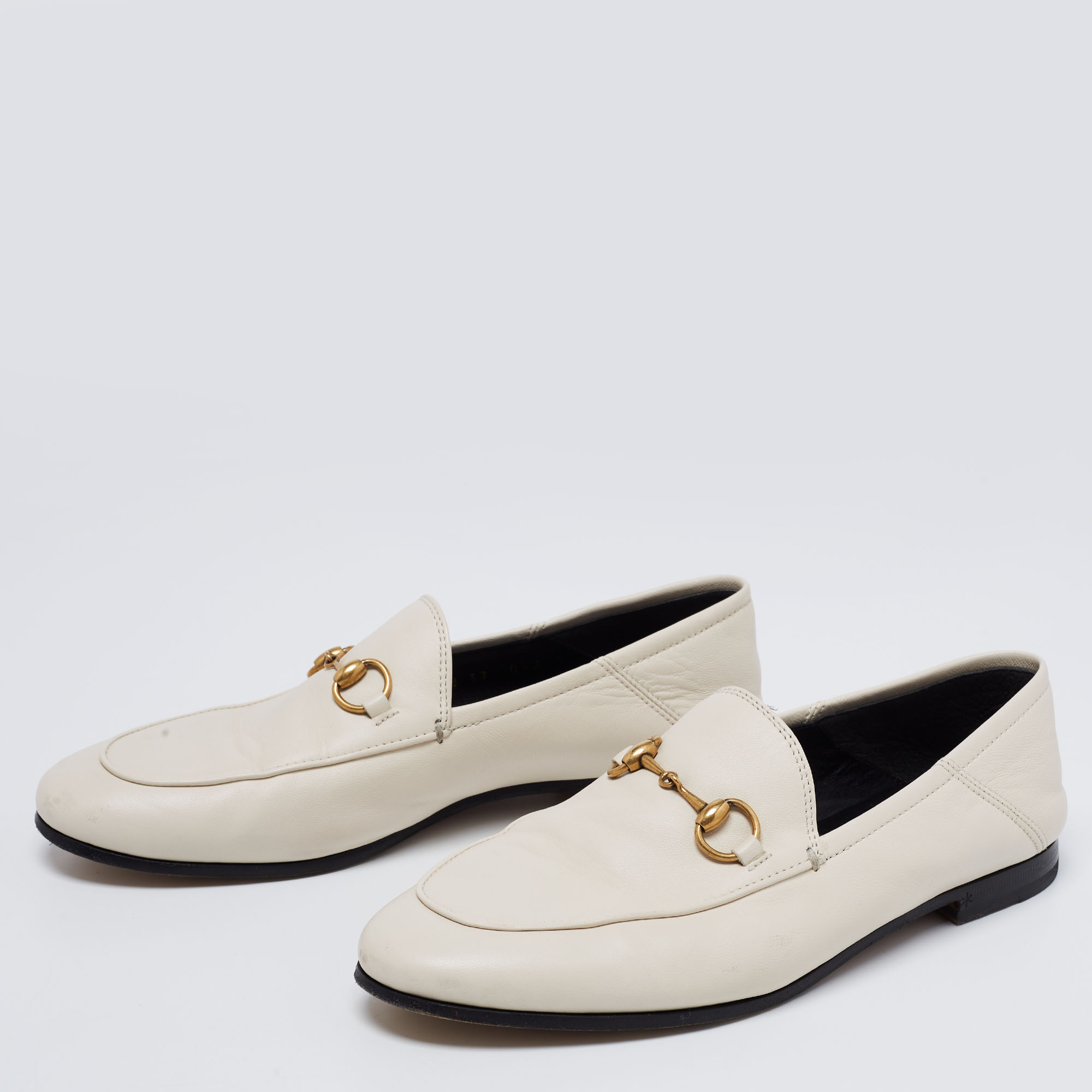 

Gucci Cream Leather Brixton Collapsible Loafers Size